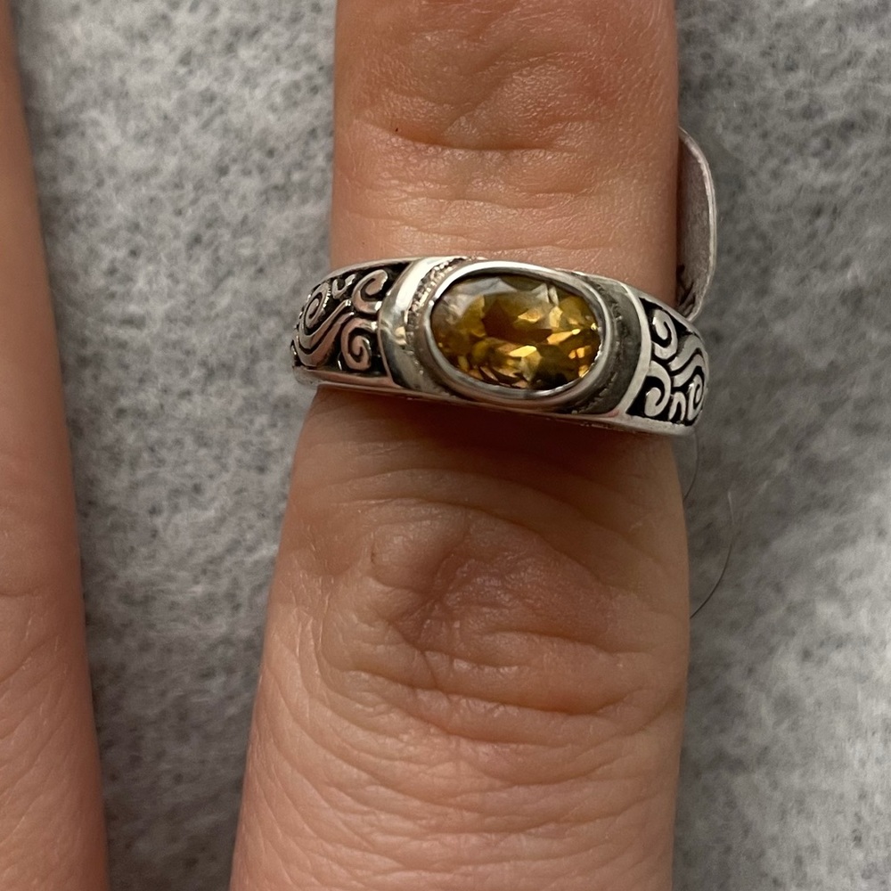 Silver and citrine ring size 5 1/2